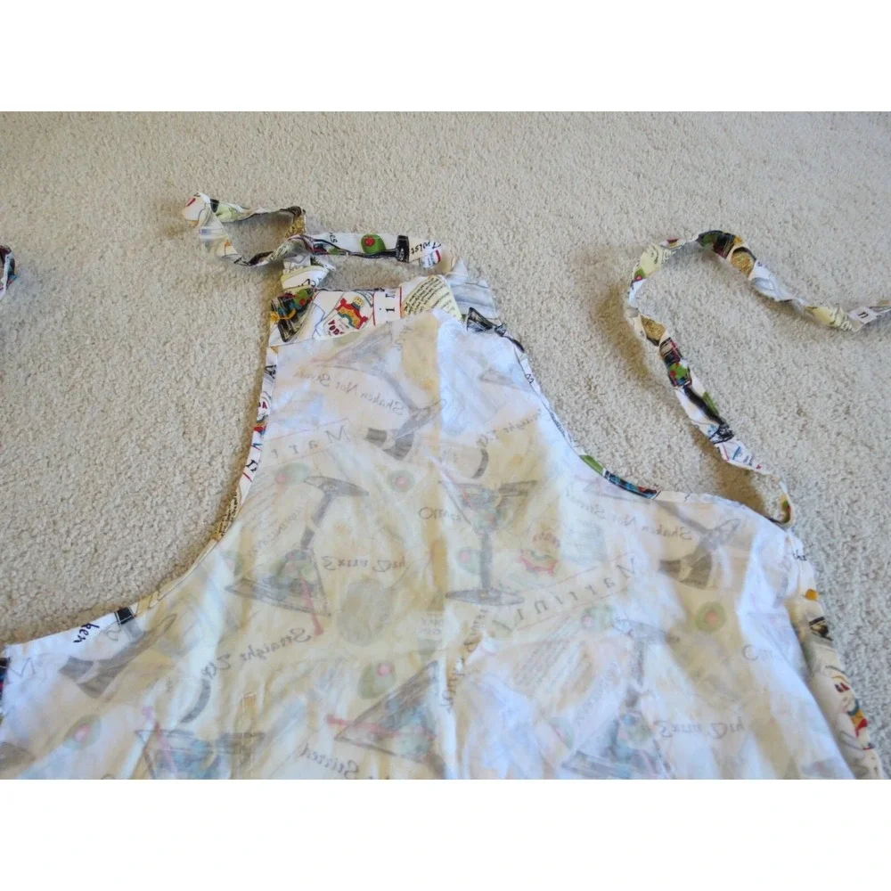 Martini Wine Glass Kitchen Apron Multicolor Cotton Made in Italy